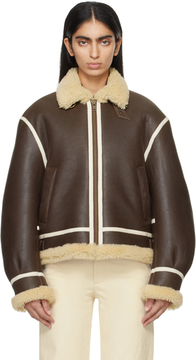 Bode Brown Aviator Shearling Jacket