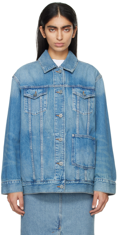 Ganni Oversize Denim Jacket In Blue