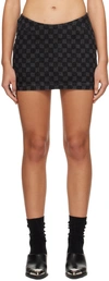 Misbhv Black Monogram Denim Miniskirt In Black