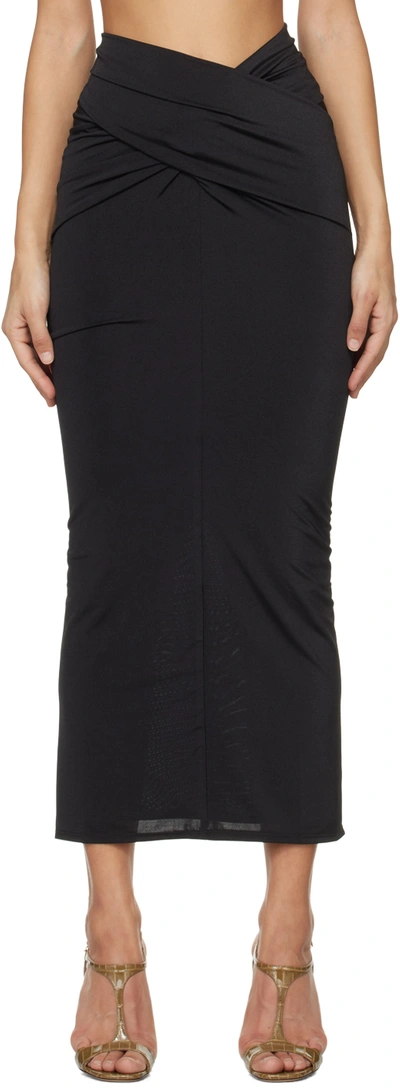 16arlington Berretta Draped Jersey Midi Skirt In Black