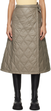 GANNI BROWN QUILTED MIDI SKIRT