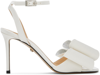 Mach&mach Mach E Mach Satin Le Cadeau Sandals With Double Bow In White