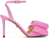 Mach&mach Le Cadeau Double Bow Ankle Strap Sandal In Barbie Pink