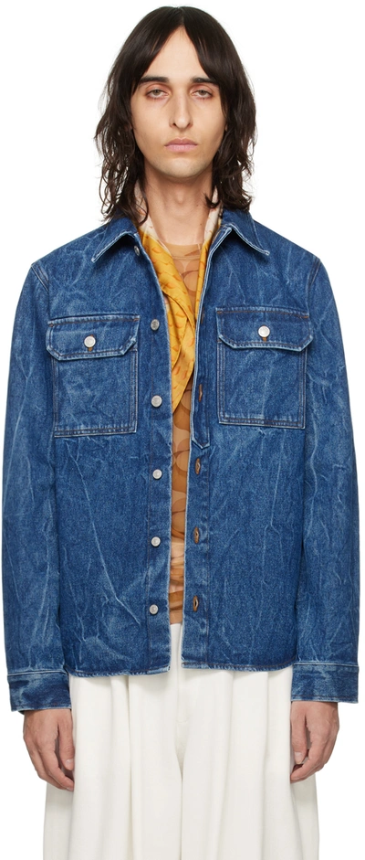 Dries Van Noten Blue Faded Denim Shirt In 504 Blue