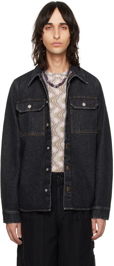 Dries Van Noten Black Faded Denim Shirt In 900 Black