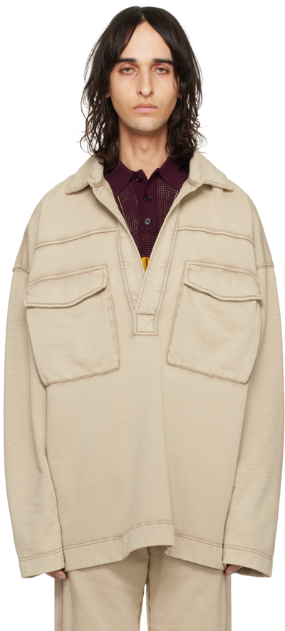 Dries Van Noten Beige Dropped Shoulder Polo In 103 Beige