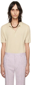 Dries Van Noten Beige Spread Collar Polo In 5 Ecru