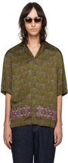 Dries Van Noten Embroidered Printed Bowling Shirt In 606 Khaki