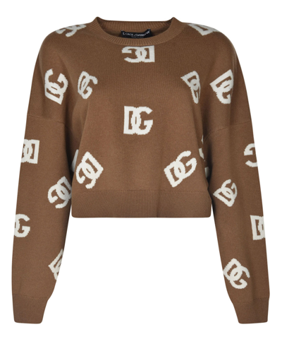 Pre-owned Dolce & Gabbana Dolce&gabbana Pullover Damen Fxm23tjcvo8s9000 Brown Rundhalsausschnitt Pulli In Braun