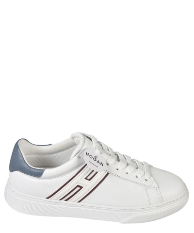 Pre-owned Hogan Sneaker Damen H365 Hxw3650j310sb90bam White - Light Blue Leder Logo In Weiss