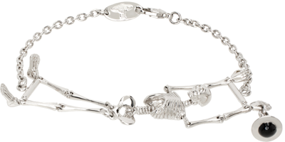 Vivienne Westwood Silver Skeleton Bracelet In W113 Palladium Black