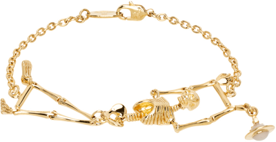 Vivienne Westwood Gold Skeleton Bracelet In R445 Gold/ivory Enam
