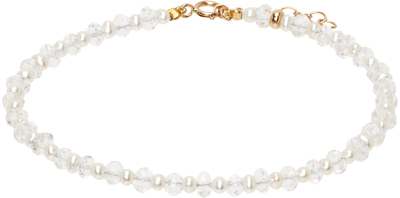 Jia Jia White April Birthstone Herkimer Diamond Pearl Bracelet In 14k Yellow Gold