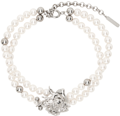 Justine Clenquet White & Silver Betsy Choker In Palladium