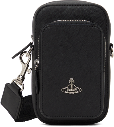 Vivienne Westwood Black Phone Crossbody Pouch In N401 Black