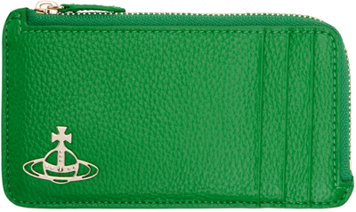 Vivienne Westwood Green Zip Card Holder In Bright Green/lg