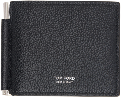 TOM FORD BLACK SOFT GRAIN LEATHER MONEY CLIP WALLET