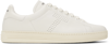 Tom Ford 'waiwick' White Low Top Sneakers With Perforated Logo On The Side And Logo Patch On The Tongue In Butter + Cream