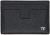 Tom Ford Black Leather Money Clip Card Holder In Black