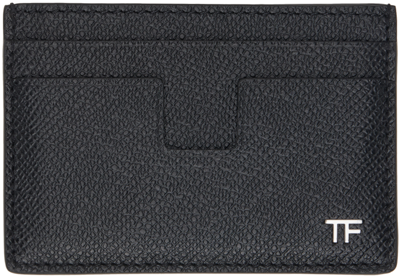 Tom Ford Black Tf-plaque Leather Card Holder