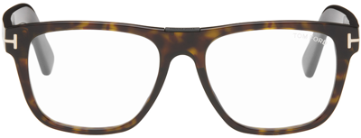 Tom Ford Brown Square Glasses In 052 Classic Dark Hav