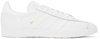 Adidas Originals Gazelle Leather Sneakers In White & Gold Metallic
