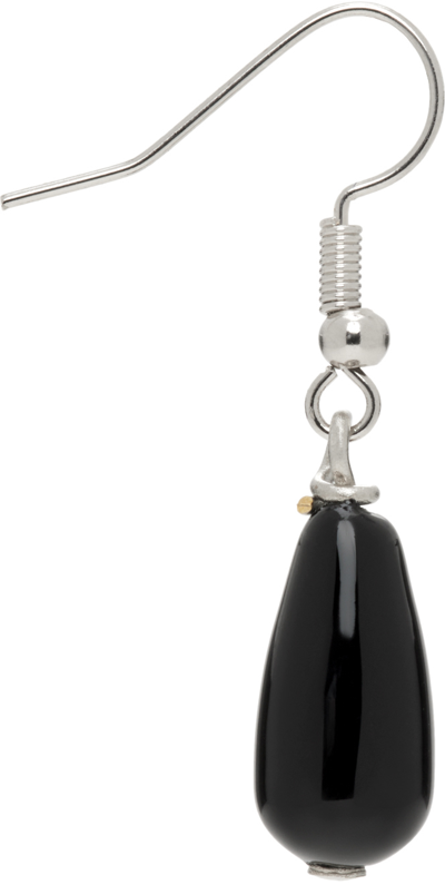 Dries Van Noten Silver & Black Single Drop Earring In 900 Black