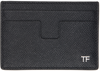 Tom Ford Black Leather Money Clip Card Holder In Black