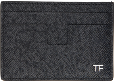 Tom Ford Black Leather Money Clip Card Holder