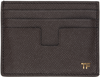 TOM FORD BROWN SMALL GRAIN LEATHER CARD HOLDER