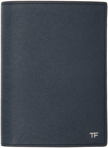 Tom Ford Navy Small Grain Leather Passport Holder In Midnight Blue