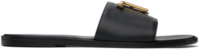 Tom Ford Logo Smooth Leather Sandals In Black