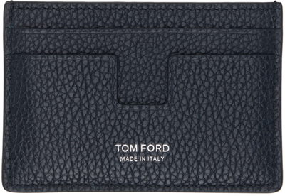 Tom Ford Navy Soft Leather Card Holder In Midnight Blue