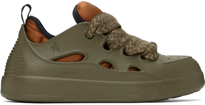Lanvin Green & Taupe Curb Color-block Rubber Sneakers In 16 Taupe