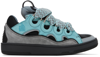 LANVIN BLUE & GRAY LEATHER CURB SNEAKERS