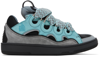 Lanvin Curb Leather Sneakers In 2218 Light Blue/anth