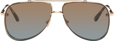 Tom Ford Gold Leon Sunglasses In 30f Deep Gold/brown