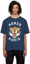 Kenzo Lucky Tiger Cotton T-shirt In Blue