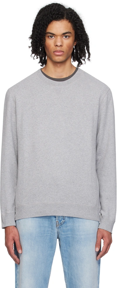 Sunspel Gray V-stitch Sweatshirt In Grey Melange