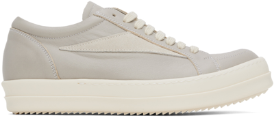 Rick Owens Lido Vintage Leather Trainers In 811 Pearl/milk/milk