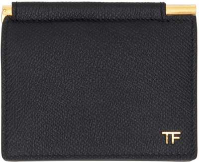 Tom Ford Black Folding Money Clip Card Holder