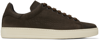 TOM FORD BROWN STAMPED CROC NUBUCK WARWICK SNEAKERS