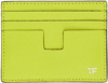 TOM FORD GREEN SMALL GRAIN LEATHER CARD HOLDER