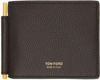TOM FORD BROWN SOFT GRAIN LEATHER MONEY CLIP WALLET
