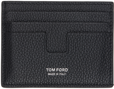 Tom Ford Navy T Line Card Holder In Blue