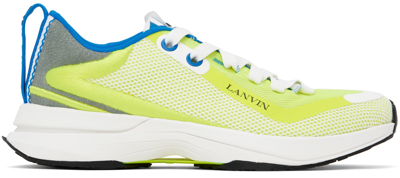 Lanvin Men's Mesh And Suede Runner Sneakers In 0140 Optic White/gre