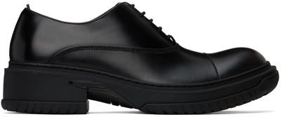 Lanvin Black Leather Medley Oxfords In 1018 Black/anthracit