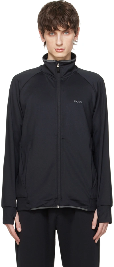 Hugo Boss Black Active-stretch Zip-up Sweater In Black 001