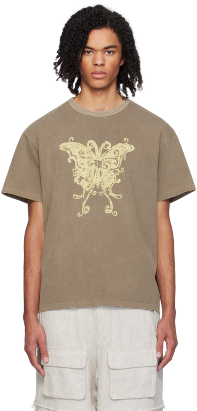 Misbhv Taupe Crystal T-shirt In Washed Brown
