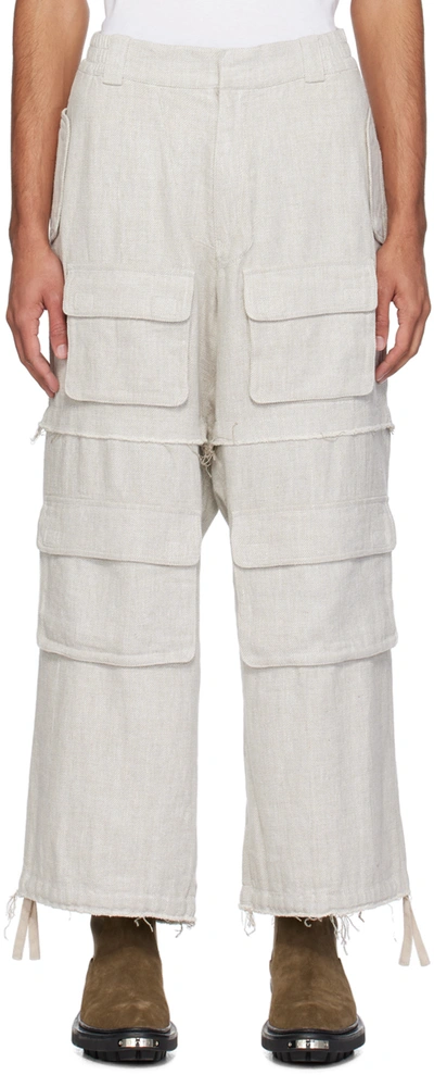 MISBHV GRAY RAW EDGE CARGO PANTS